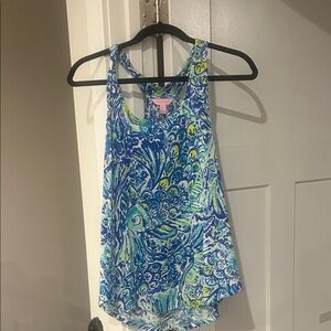 Lilly Pulitzer Blue and Green Patterned Tank Top
